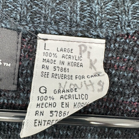 Expressions Vintage Argyle Longline Cardigan Navy Grey Eclectic Grandpacore L - Picture 4 of 7